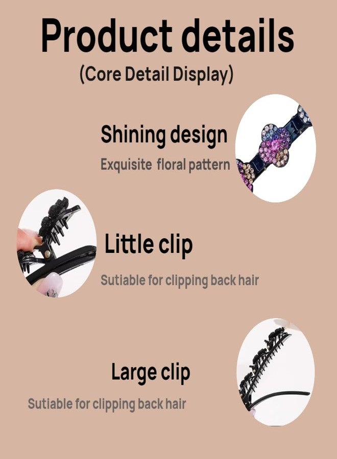 Jimmidy Sparkling Crystal Braided Hair Clips, Woven Hair Clips, New 2025 Women Styling Hair Clip, Women Flower Hair Accessories 4-Pack (rainbow colors) - Image 3